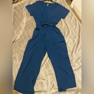 Blue Jumpsuit with Durable Fabric and Zipper Front